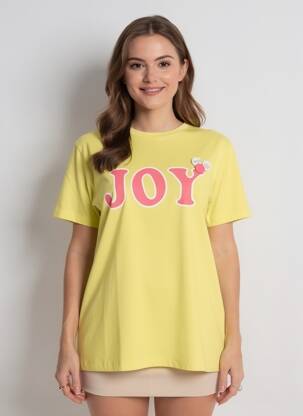 T-shirt sérigraphie manches courtes jaune NEWTONE femme