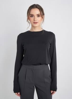 Top tissage jersey manches longues noir PHISIQUE DU ROLE femme