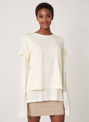 Top tissage jersey manches longues beige PHISIQUE DU ROLE femme