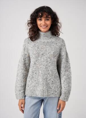 Pull tissage chiné manches longues gris GANNI femme