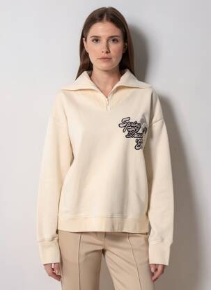 Sweat-shirt sérigraphie manches longues beige NEWTONE femme