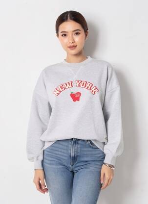 Sweat-shirt stretch manches longues gris LOVE STORIES femme
