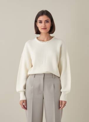 Pull stretch manches longues beige ESSENTIEL ANTWERP femme