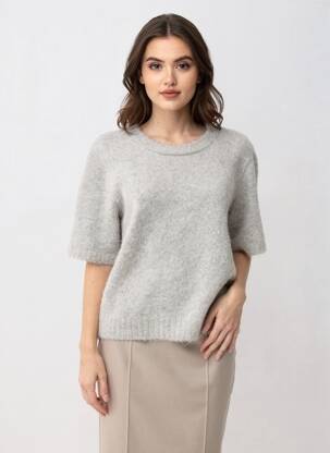 Top stretch manches courtes gris SAMSOE & SAMSOE femme