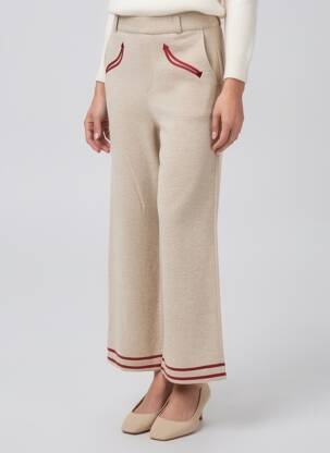 Pantalon flare taille élastique beige NOTSHY femme
