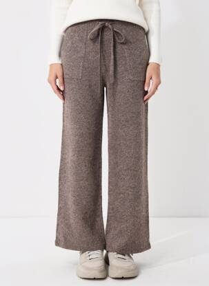 Pantalon flare taille élastique beige MAJESTIC FILATURES femme