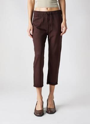 Pantalon 7/8 taille élastique marron MAJESTIC FILATURES femme