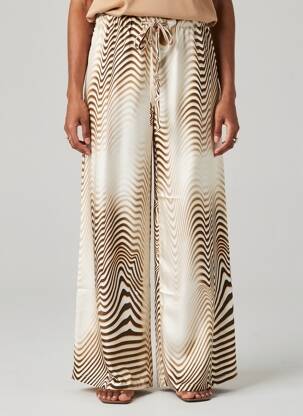Pantalon large coupe fluide taille normale beige OUD femme
