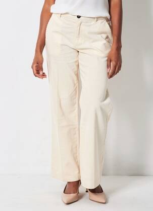 Pantalon droit fermeture zippée sous rabat boutonné taille normale beige MKT STUDIO femme