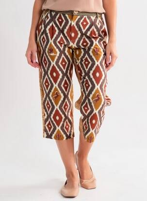 Pantalon droit tissage popeline taille normale marron ME369 femme