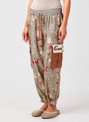 Pantalon droit tissage popeline taille normale beige ME369 femme