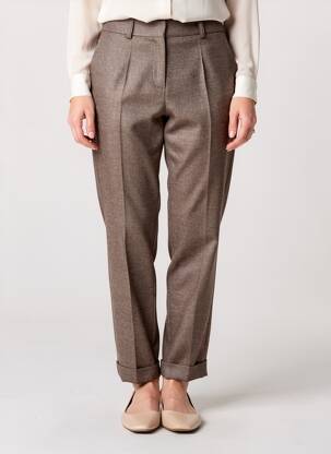 Pantalon chino fermeture zippée sous rabat avec crochet taille normale marron DMN femme