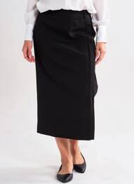 Jupe mi-longue fermeture zip latéral noir HANA SAN femme