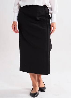 Jupe mi-longue fermeture zip latéral noir HANA SAN femme
