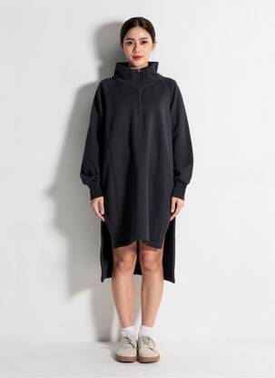 Robe courte manches longues manches longues noir GERSHON BRAM femme