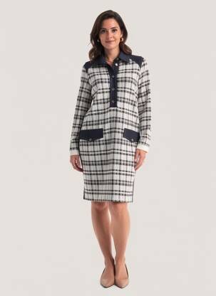 Robe mi-longue manches longues manches longues gris TRICOT CHIC femme
