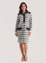 Robe mi-longue manches longues manches longues gris TRICOT CHIC femme