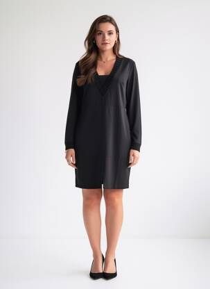 Robe courte manches longues manches longues noir NÜ femme