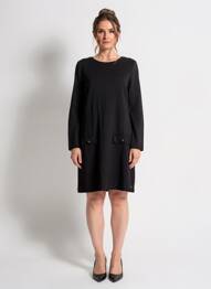 Robe courte manches longues manches longues noir SURKANA femme