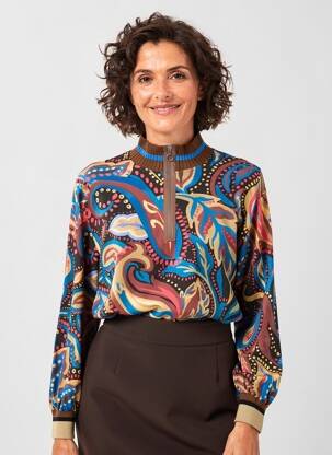 Blouse tissage popeline manches longues marron ALDO MARTIN'S femme