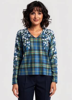 Pull coupe cintrée manches longues bleu JEI'S BY LETIZIA DENARO femme