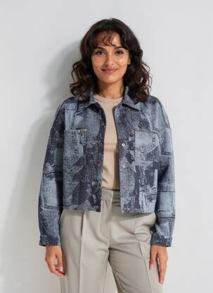 Veste casual poignets boutonnés avec fente bleu EVA KAYAN femme