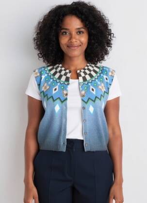 Gilet sans manche fermeture boutonnée sur le devant bleu JEI'S BY LETIZIA DENARO femme