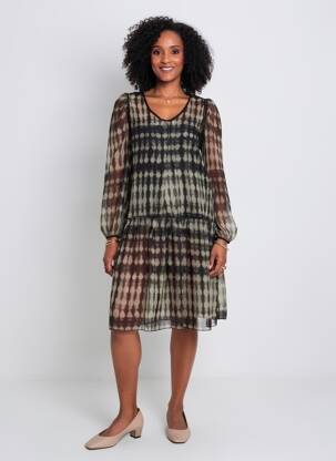 Robe mi-longue coupe fluide manches longues vert BEATE HEYMANN femme
