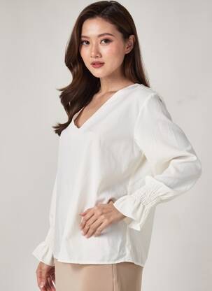 Top coupe cintrée manches longues blanc ESTEE BROWN femme