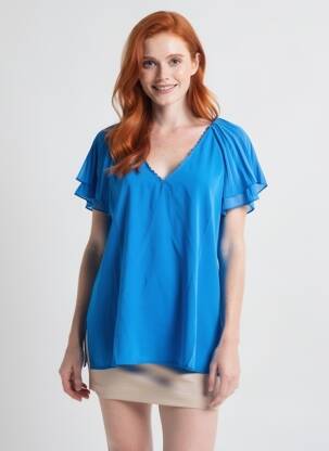 Top manches courtes manches courtes bleu ANDY & LUCY femme