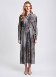 Robe longue tissage popeline manches longues gris LAST QUEEN femme