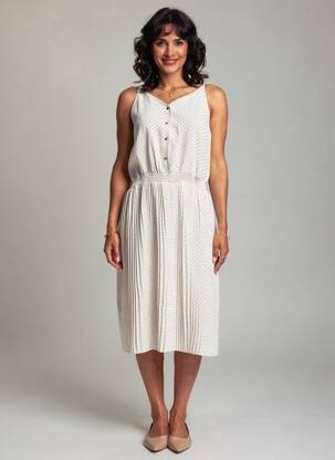 Robe mi-longue coupe fluide fines bretelles blanc SENES femme