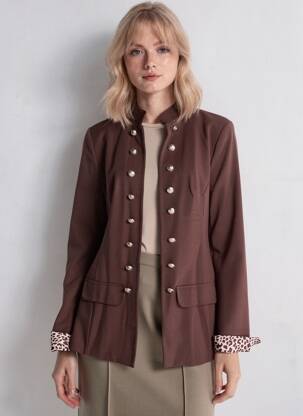 Blazer coupe cintrée marron JOLIFLY femme