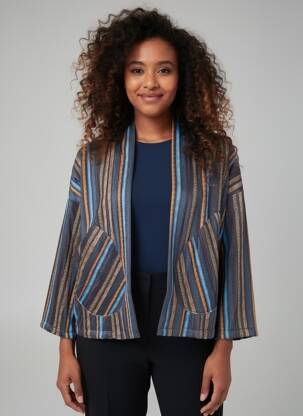 Veste casual coupe droite bleu MIYA femme