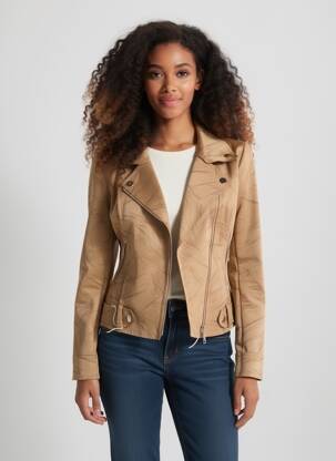 Veste casual col tailleur beige H F WOMAN COLLECTION femme