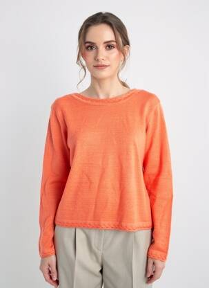Pull coupe cintrée manches longues orange FEELKOO femme