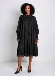 Robe mi-longue manches longues manches longues noir EXETERA femme