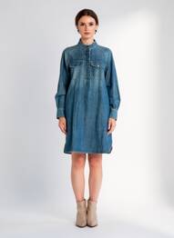 Robe courte manches longues manches longues bleu LUISA CERANO femme