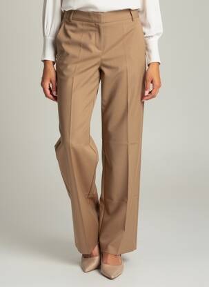 Pantalon droit tissage crêpe taille normale marron MARELLA femme