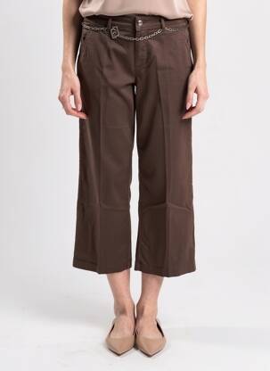 Pantalon 7/8 tissage popeline taille normale marron LIU JO femme