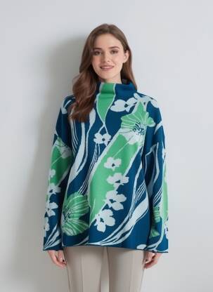 Pull coupe droite manches longues bleu ESCORPION femme