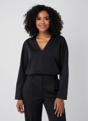 Top col v manches longues noir ORTO BOTANICO femme
