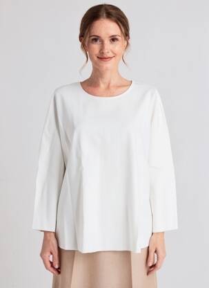 Top col rond manches longues blanc ORTO BOTANICO femme