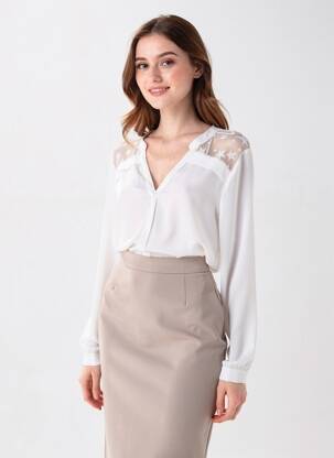 Blouse manches longues manches longues blanc EMA BLUE'S femme