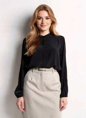 Blouse col rond manches longues noir MARELLA femme