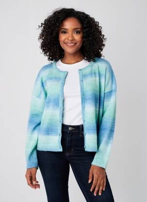 Gilet manches longues col rond bleu ESCORPION femme