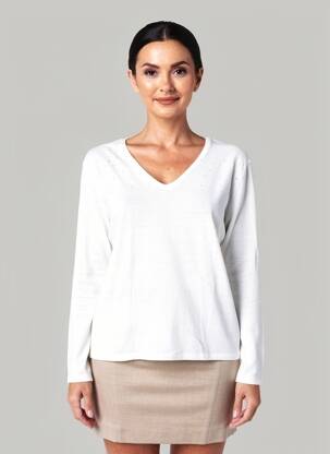 Pull coupe droite manches longues blanc ESCORPION femme