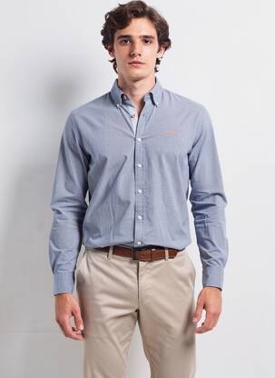 Chemise manches longues imprimé fantaisie bleu NEW ZEALAND AUCKLAND homme