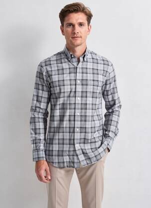 Chemise manches longues imprimé fantaisie gris EDEN PARK homme