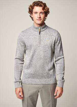 Pull maille tricot manches longues gris NEW ZEALAND AUCKLAND homme